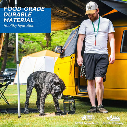 Trellivo™ 2-in-1 Pet Travel Water Bowl & Feeder, 95oz, Portable & Sturdy