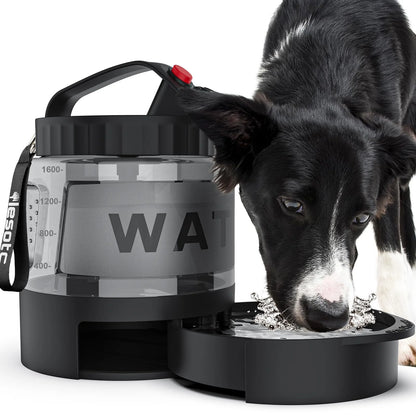 Trellivo™ 2-in-1 Pet Travel Water Bowl & Feeder, 95oz, Portable & Sturdy